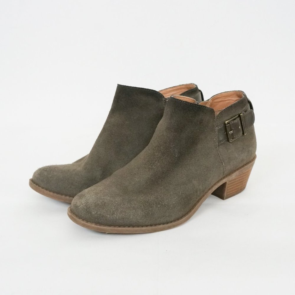 Vionic Ankle Boots Suede Leather Buckle Harness